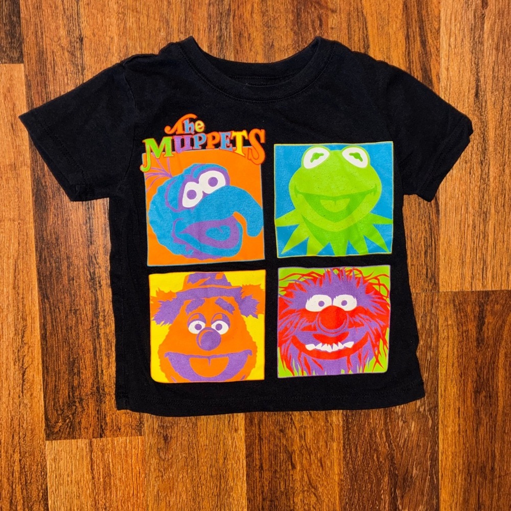 The Muppets Studio Toddler Boys Black Graphic T-Shirt Kermit Animal 24M